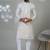 White blended cotton embroidered kurta pajama for mens