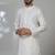 White blended cotton embroidered kurta pajama for mens