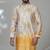 Yellow blended cotton embroidered kurta pajama for mens