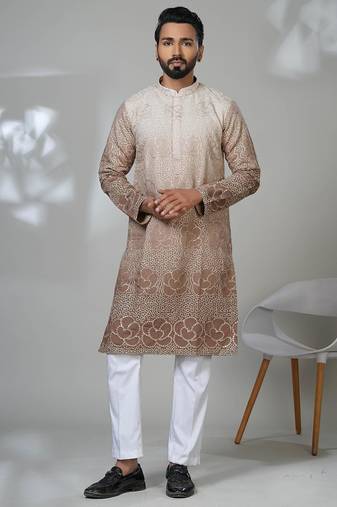 Multicolor georgette embroidered kurta pajama for mens