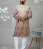 Multicolor georgette embroidered kurta pajama for mens