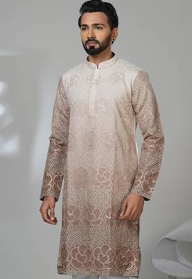 Multicolor georgette embroidered kurta pajama for mens 2