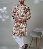 Multicolor blended cotton embroidered kurta pajama for mens