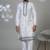 White blended cotton embroidered kurta pajama for mens