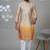 Yellow blended cotton embroidered kurta pajama for mens
