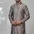 Grey satin embroidered kurta pajama for mens