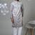 Grey silk embroidered kurta pajama for mens