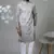 Grey silk embroidered kurta pajama for mens