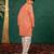 Boys georgette mirror work light salmon coloured kurta with white pant
