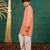 Boys georgette mirror work light salmon coloured kurta with white pant