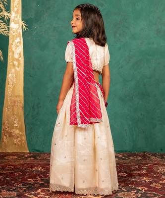 Girls fendy crush white top and  lehenga with georgette dupatta 4