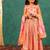Girls pink salmon coloured mirror handworked top and mirror embroidered georgette lehenga with dupatta