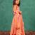 Girls pink salmon coloured mirror handworked top and mirror embroidered georgette lehenga with dupatta