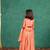 Girls pink salmon coloured mirror handworked top and mirror embroidered georgette lehenga with dupatta