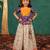 Girls handworked dark purple top and off-white lehenga