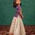Girls handworked dark purple top and off-white lehenga
