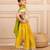 Girls poly digital printed and handworked top and cotton lurex yellow lehenga with dupatta