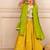 Girls poly digital printed and handworked top and cotton lurex yellow lehenga with dupatta