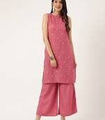 Women  rust rayon & embroidered work straight kurta bottom set
