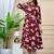 Women  maroon cotton printed & trim work a-line kurta & bottom set