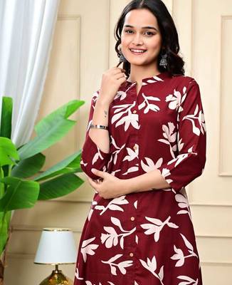 Women navy blue cotton printed & trim work a-line kurta & bottom set 5