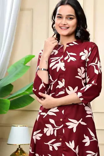 Women  navy blue cotton printed & trim work a-line kurta & bottom set