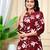 Women  navy blue cotton printed & trim work a-line kurta & bottom set