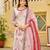 Cream colour georgette fabric digital print with embroidery work fully stitched gown