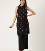 Women  black rayon & embroidered work straight kurta bottom set