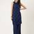 Women  navy blue rayon & embroidered work straight kurta bottom set