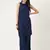 Women  navy blue rayon & embroidered work straight kurta bottom set