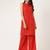 Women  red rayon & embroidered work straight kurta bottom set