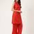 Women  red rayon & embroidered work straight kurta bottom set