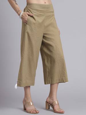 Women khaki cotton khatha & hand work co-ord set (set of 2) 4