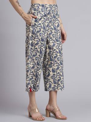 Women blue cotton printed & hand work co-ord set (set of 2) 4