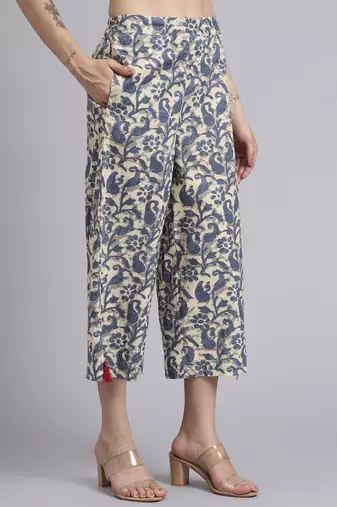 Women  blue cotton printed & hand work co-ord set (set of 2)