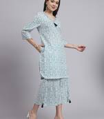 Women  green cotton printed & hand work co-ord set (set of 2)