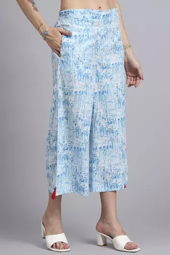 Women  blue cotton printed & hand work co-ord set (set of 2)