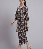 Women  black cotton printed & hand work co-ord set (set of 2)