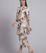 Women  cream cotton printed & hand work co-ord set (set of 2)