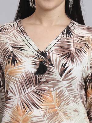 Women cream cotton printed & hand work co-ord set (set of 2) 3
