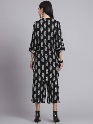 Women black rayon printed & hand work co-ord set (set of 2) 3