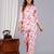 Women pink cotton printed & hand work straight kurta bottom set
