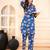 Women blue cotton printed & hand work straight kurta bottom set