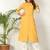 Women yellow rayon printed & trim work kurta bottom set