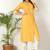 Women yellow rayon printed & trim work kurta bottom set
