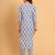 Women Blue rayon printed & trim work kurta bottom set