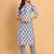 Women Blue rayon printed & trim work kurta bottom set