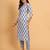 Women Blue rayon printed & trim work kurta bottom set