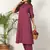 Women purple cotton katha & trim work kurta bottom set